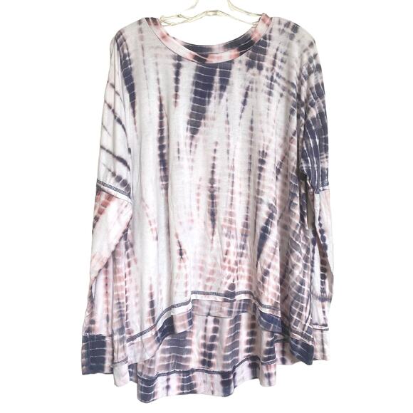 VTG‎ Kelly Renee Long Sleeve Pink, Blue, White Tie Dye Top Women's size XXL/20 - Picture 1 of 11